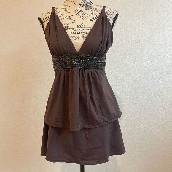 VTG Roxanne Collection Swim 12/36D Brown Set Top and Skirt Bohemian Beach‎ Y2K - Picture 1 of 16